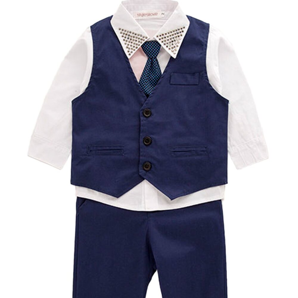 Rhinestone Studs 4pcs Boy Formal Wear Suit